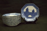 8 Blue Oriental Plates