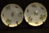 Pair of Herend-Hungary Hand Painted Queen Victoria Pattern Plates