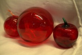 Red Glass Christmas Ornament, Red Glass Ball, Red Glass Apple