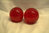 Pair of Ruby Glass Paper Weights