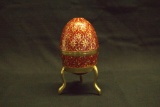 Painted Brass Egg on Stand