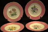 4 Painted Flower Plates