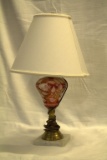 Cut To Clear Glass Lamp With Marble Vase