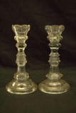 Pair of Pressed Glass Candle Sticks