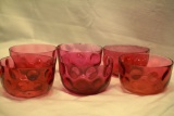 6 Ruby Glass Moon Dot Bowls