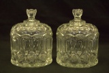 Pair of Pressed Glass Cookie Jars