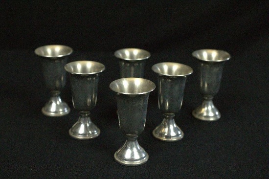 6 Empire Pewter Goblets
