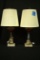 Pair of Cut to Clear Lamps with Marble Bases