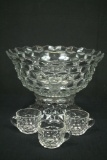 American Fostoria Punch Bowl With 3 Cups