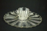 Pressed Glass Divided Tray & 1 Cup