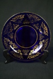 Blue Glass Plate With Gold Trim