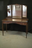 Mahogany Vanity With Tri-Folding Mirror