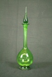 Hand Blown Green Glass Decanter