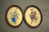 Pair of Oval Framed Floral Prints