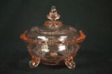 Etched Glass Footed Covered Dish