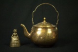 Brass Bell & Brass Teapot