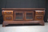 Mahogany TV Stand with Glass Doors