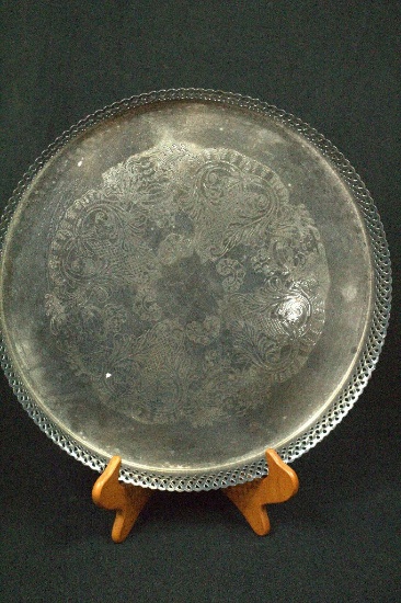 Silver Plated Tray With Reticulated Edges