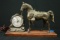 Cast Metal Horse & Clock