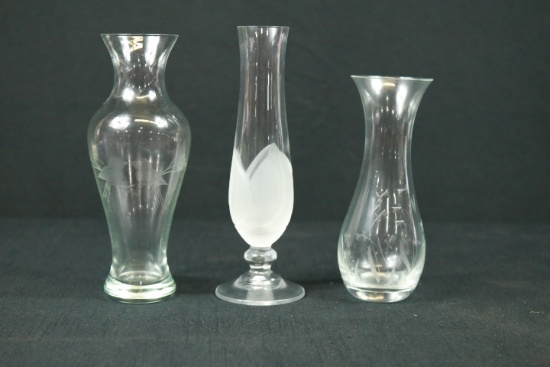 3 Glass Vases