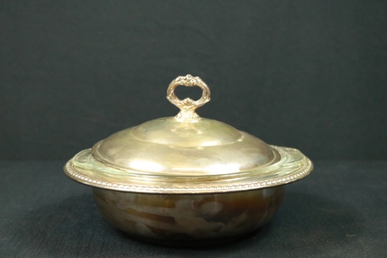 Silver Plated Covered Round Serving Bowl