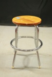 Metal Stool With Wooden Seat