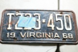 VA 1968 License Plate