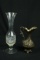 Glass Vase & Metal Pitcher