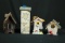 4 Wooden Bird Houses