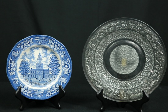 Independence Hall Plate, Pressed Glass Plate