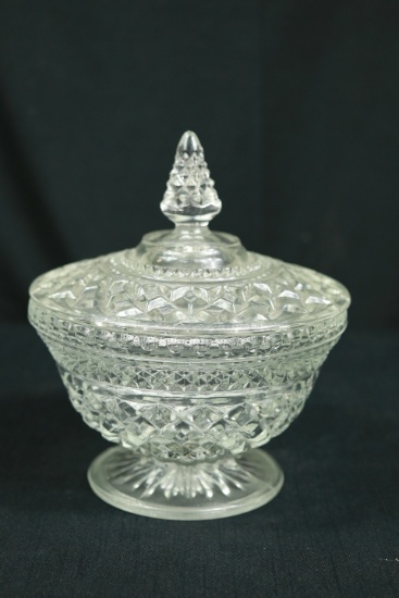 Pressed Glass Covered Dish