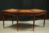 Mahogany Lether Top Half Moon Table