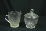 Pressed Glass Sugar & Creamer