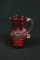 Pressed Glass Cranberry Pitcher