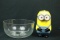 Minion Piggy Bank & Glass Bowl
