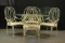 Wrought Iron Glass Top Table With Square & Round Glass, 4 Chairs