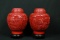 Pair of Cinnabar Ginger Jars on Stands