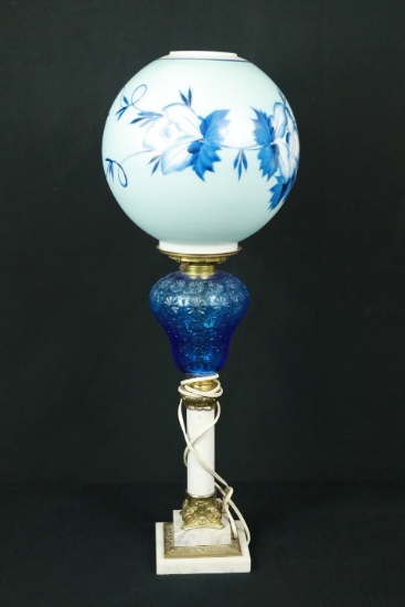 Hurricane Lamp With Marble Base