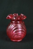 Fluted Cranberry Vase