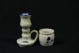 Williamsburg Pottery Candlestick & Bowl