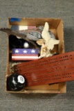 Figurines, Military Coins, and American Flag Box