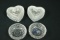 2 Heart Shaped Trinket Boxes & 2 Crystal Ash Trays