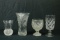 3 Pressed Glass Vases & 1 Crystal Vase