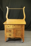 Antique Oak Wash Stand With Towel Bar