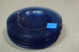 9 Blue Glass Plates