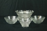 4 Pressed Glass Bowls