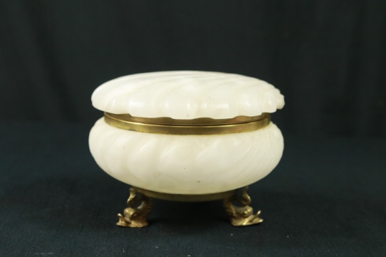 Brass Footed Stone Box