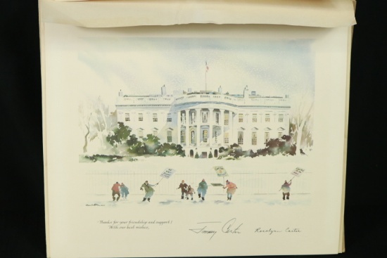 White House Print Signed By Jimmy Carter & Rosalyn Carter