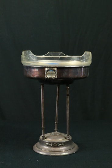 Silver Plated Center Piece With Glass Tray
