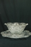 Glass Punch Bowl & Tray